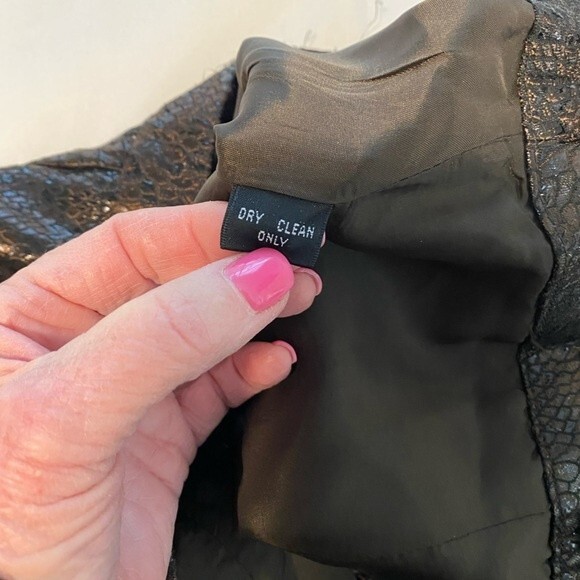 Linda Allard Ellen Tracy Croc Look Straight Leg Metallic Pants Pockets 10P - Picture 10 of 10